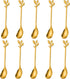 AnSaw Elegant Gold Leaf Coffee Spoons - 10-Piece Mini Stainless Steel Espresso & Dessert Spoons (4.7")