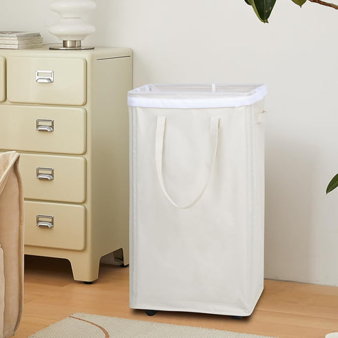 90L DOKEHOM X-Large Laundry Basket with Removable Wash Bag on Wheels, Collapsible Rolling Laundry Hamper, Foldable