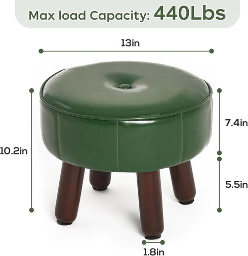 13in 13''L 13''W 10.2''H, oakvivo Small Foot Stool Ottoman, Round Faux Leather Foot Rest for Couch, Under Desk Pouf