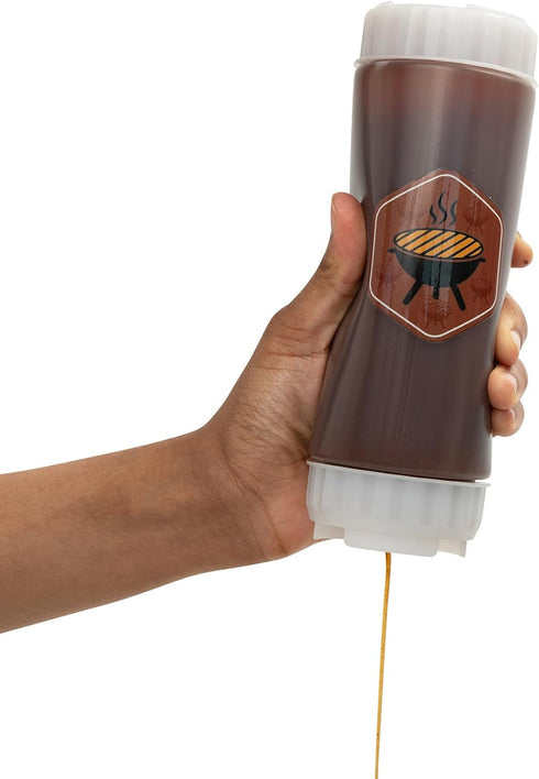 6-Pack 18oz No-Drip FIFO Squeeze Bottles BPA-Free Refillable Condiment Dispensers with White Twist Caps for Ketchup