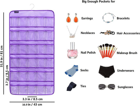 Closet 30 Hanging Baby Shoes Organizer Baby Headband Holder Organizer for Baby Bow Socks Underwear with Clear Pockets