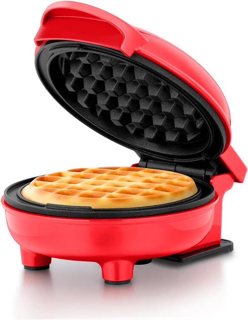 Holstein Housewares Red Personal Non-Stick Waffle Maker - 4-inch Waffles in Minutes