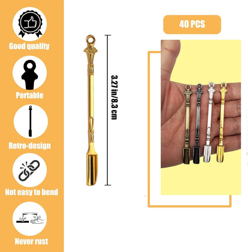 nuuubik 40 PCS Mini Spoons, Tiny Metal Mini Shovel Spoons for Powder, Metal Spoon Power Scoop Tableware Charm Kitchen