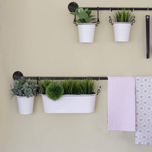 34.3 Inch Industrial Pipe Pot Bar Rack, 15 S Hooks, Rustic Iron Pots and Pans Hanging Rail, Wall Mounted Organizer,