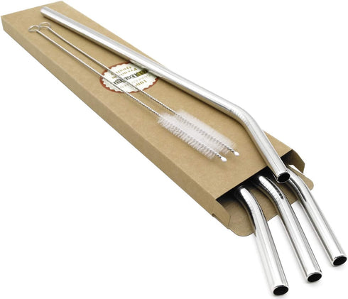 GFDesign Big Drinking Straws, Reusable 12 Inches Extra Long, 9mm Extra Wide, Set of 4 with 2 Cleaning Brushes