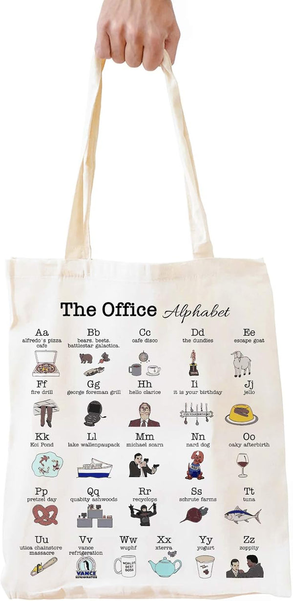 Funny The Office Merch Gifts Tote Bag for Women, Natural Reusable Eco-Friendly Cotton, Off White
