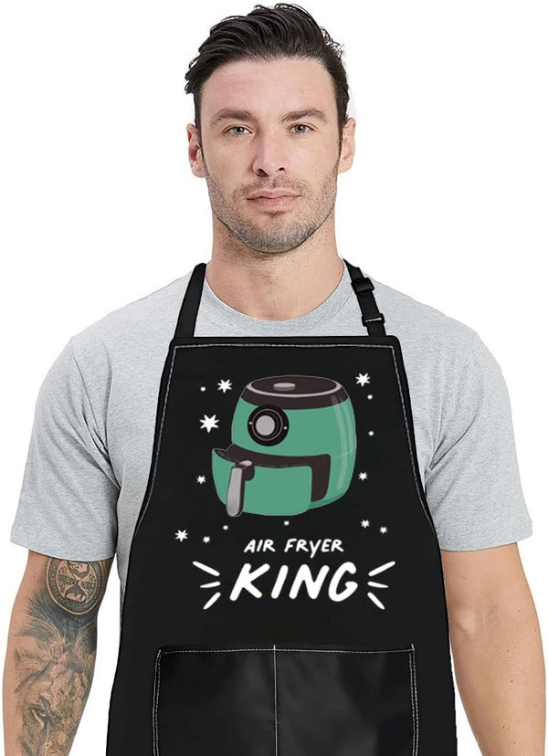 BWWKTOP Adjustable Air Fryer Oven Apron with Pockets, Gifts for Air Fryer Lovers & Chefs, Air Fryer King