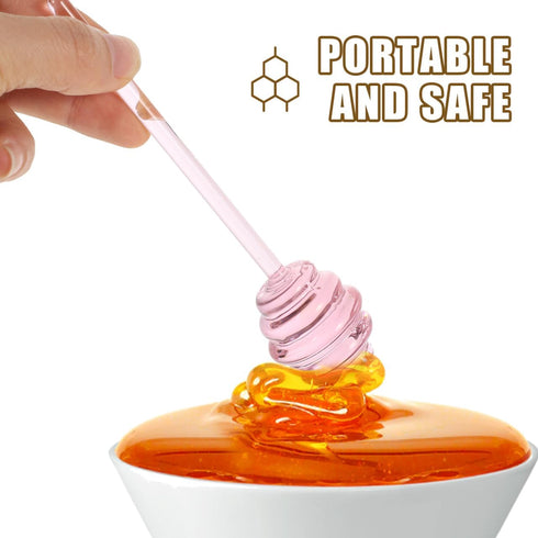 5.34 CALLARON Glass Honey Dipper Stick Clear Honey Stirring Stick Honey Server Spoon Jam Syrup Stirring Wand for Honey