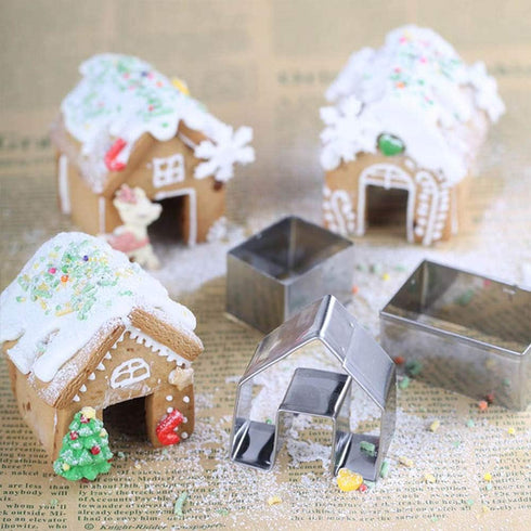 MEMOVAN Mini Gingerbread House Cookie Cutter Kit - 3pcs Christmas Cookie Cutters for Holiday DIY Baking