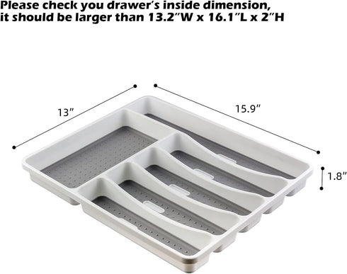 LeMuna Silverware Organizer Tray for Drawer, 6 Compartment Kitchen Drawer Organizer, Soft Grip Lining and Non-Slip Rubber Feet, Flatware Plastic Cutlery Tray by LeMuna