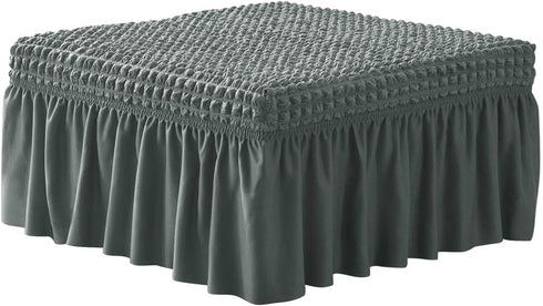 VIENLOVE 3D Bubble Lattice Rectangle Ottoman Slipcover Polyester Footstool Protector Covers with Skirt