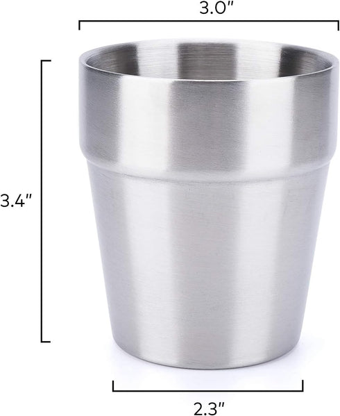 Beasea 8 oz Stainless Steel Cups Set of 4, Stackable Double Wall Insulated Drinking Cups for Home Restaurant Camping