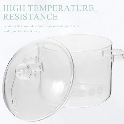 Yardwe 3PCS Glass Cooking Pot Set, 1.35L Heat-Resistant Borosilicate Glass Handmade Cookware for Pasta, Soup