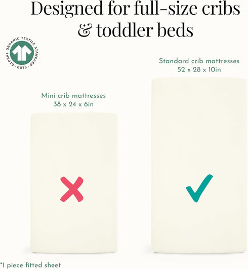 1 Evolur Piece Cream Full Crib Solid Fitted Sheet, Fitted Crib Sheet for Standard Crib and Toddler Mattress, Soft