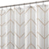 mDesign Fabric Shower Curtain - Geometric Herringbone Chevron Print, 72" x 72", Beige/White, Machine Washable & Water