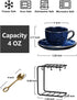 Set 4 oz Set 6 vicrays Ceramic Espresso Coffee Cups Porcelain Espresso Cups with Saucers Spoons and Metal Stand for Tea