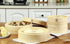 Handmade 8 Inch Bamboo Steamer Basket with Reusable Cotton Liners, 2 Tier Traditional Dumpling Food Steamer
