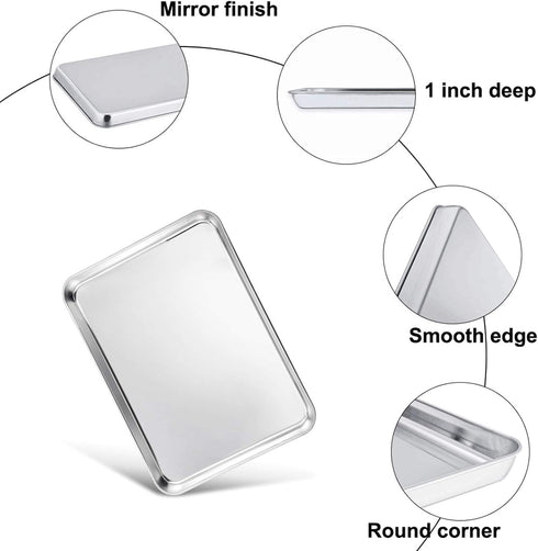 TeamFar 4 Piece Baking Pan with Rack Set, 12.5’’ x 9.5’’ Stainless Steel, Easy Clean