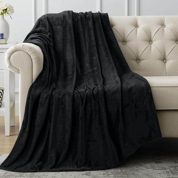 Utopia Bedding Fleece Blanket Throw Size, Black 300 GSM Luxury Anti-Static Microfiber Blanket for Couch, Sofa, Bed