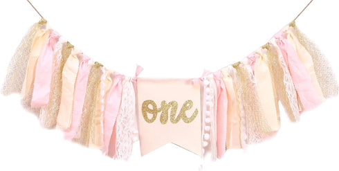Highchair Banner 1st Birthday - Pink Happy Birthday Banner Party Decorations for