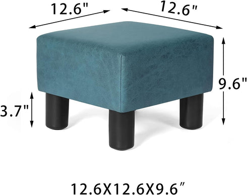 13" Homebeez Small Footstool Leathaire Fabric Ottoman Footrest Modern Home Living Room Bedroom Square Stool with Padded