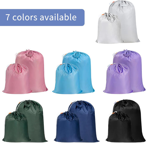 Polecasa Extra Large Heavy Duty Laundry Bag with 130gsm Tear Resistant Fabric and Handles, Easy to Carry Dirty Clothes Drawstring Bag,Perfect for College Dorm, Travel, 2 Pack 28”x36”, Navy by Polecasa