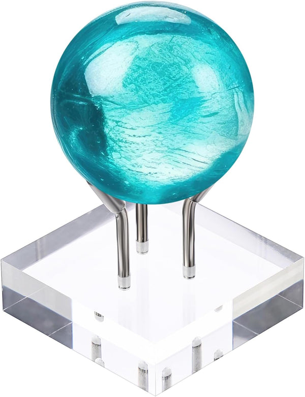 Hipiwe Acrylic Display Stand, Medium Three Metal Peg Easel for Fossils, Crystals, and Geodes in Silver
