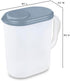 Sterilite 6-Pack Plastic Pitcher Water Jug Drink Dispenser with Blue Atoll Lid and Tab, Clear Base, Grip Handle for