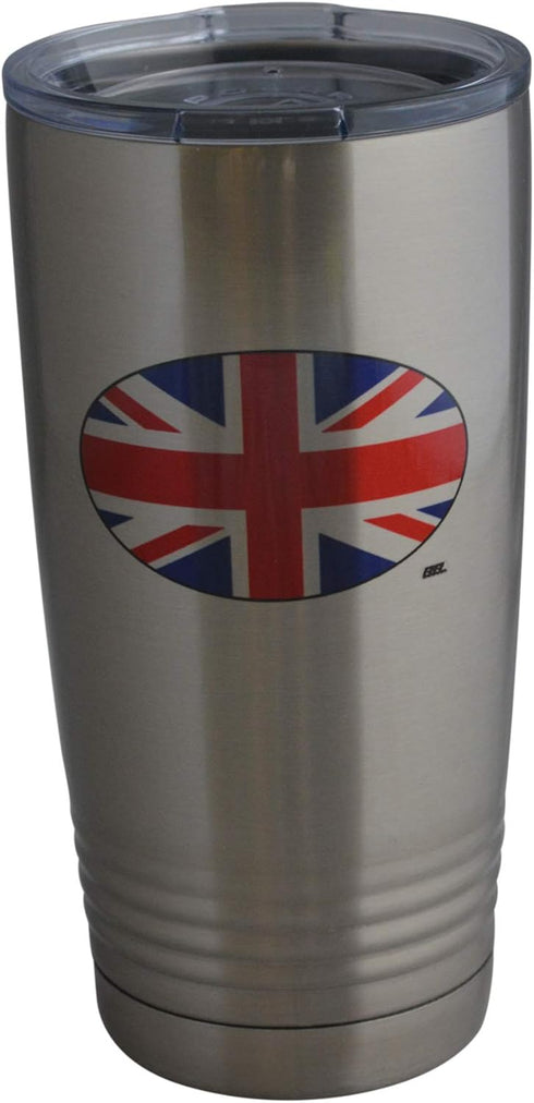 Rogue River Tactical 20 Oz. Stainless Steel Travel Tumbler Mug Cup with Lid | UK Flag | Vacuum Insulated Hot or Cold