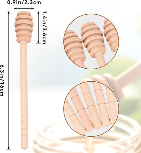 AUGHOA 6 6 Inch Pcs Wooden Honey Spoon Mixing Stirrer, Honey Dipper Sticks, Honey Comb Sticks for Bridal Shower Baby