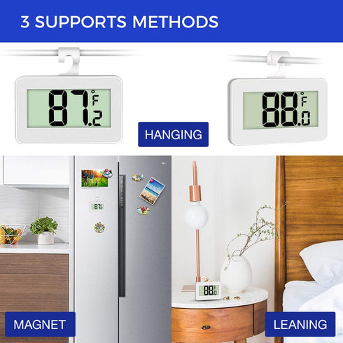Mini Refrigerator Fridge 2 Pack Digital Freezer Thermometer, Waterproof Room Thermometer with Hook
