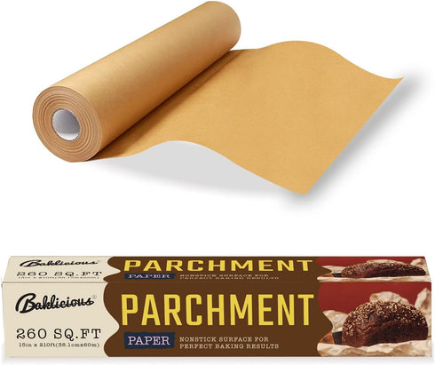 Unbleached Parchment Paper Roll for Baking, 15 in x 210 Ft, Non-stick Food Grade Cooking Paper for Oven, Air Fry
