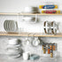 2-Tier 9x9x8.5in Home Basics Corner Rack, White, Vinyl Coated Steel, Rust Resistant, Shelf, Keeps Spices and Cups