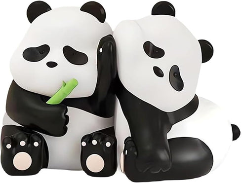 Whbbbj 2pcs Cute Panda Decorative Bookends, Resin Unique Animal Book Ends, Fun Modern