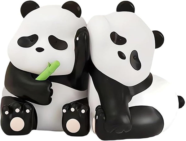 Whbbbj 2pcs Cute Panda Decorative Bookends, Resin Unique Animal Book Ends, Fun Modern