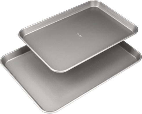Goodful Nonstick Cookie Baking Sheet Set, Heavy Duty Carbon Steel, 2-Pack Bakeware Set, Dishwasher Safe, Gray