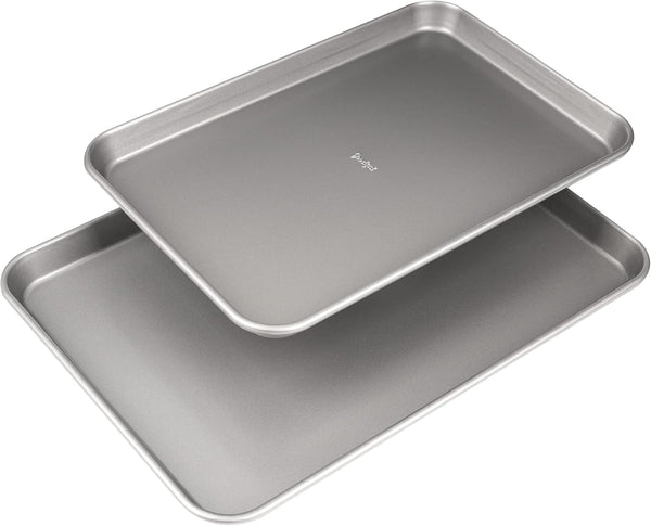 Goodful Nonstick Cookie Baking Sheet Set, Heavy Duty Carbon Steel, 2-Pack Bakeware Set, Dishwasher Safe, Gray
