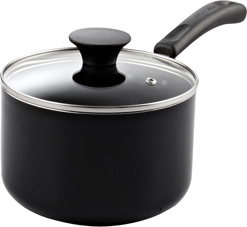 Cook N Home Nonstick Sauce Pan, 3-Qt with Glass Lid, Multi-purpose Kitchenware, Black Aluminum