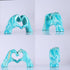 Navy blue hand heart decoration, heart hand statue, love finger sculpture wedding decoration, suitable for bookshelf