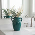 8 Inch 2 Sunddo Modern Ceramic Vase for Decor - Green Decorative Vase with Handles, Pampas Grass Vases