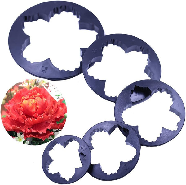 SK 5-Piece Peony Fondant Cutters Set, Sugarcraft Modeling Tools Kit for Cake Decoration (Black)