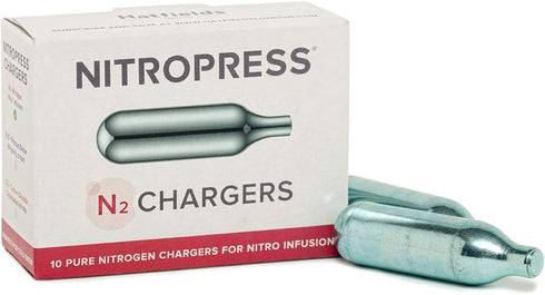 NitroPress Coffee Cocktail Chargers, Use with NitroPress Instant Nitrogen Diffuser for Nitro Cold Brew Coffee (10 Cartridges)