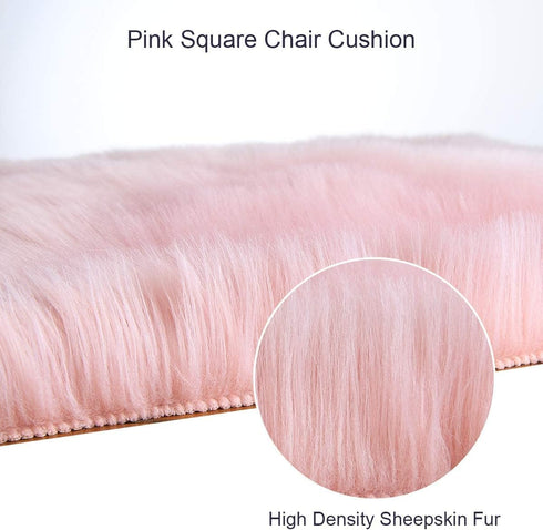 2 (1.6ft 1.6ft) Softlife Pink Faux Fur Sheepskin Chair Cover PCs Seat Cushion Pad Super Soft Area Rugs for Living