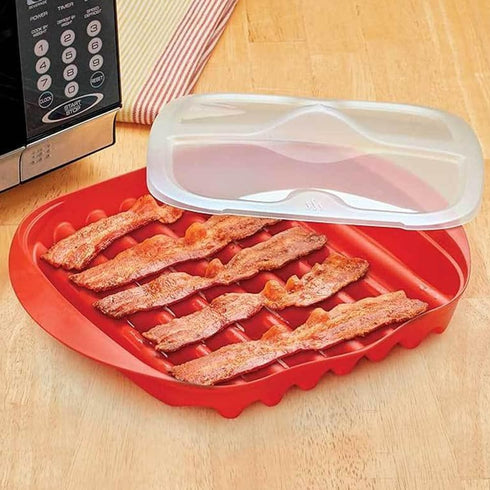 homfanseec Microwave Bacon Tray with Splatter Lid, Bacon Rack, Microwave Easy Bacon Maker, Only Use Medium or Lower
