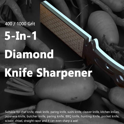 5-In-1 Diamond Sharpening Plate Knife and Scissors Sharpener, Double-Sided 400/1000 Grit