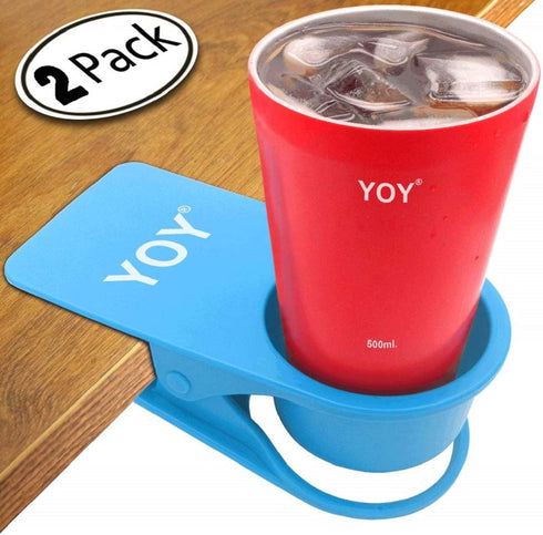 2 Pack YOY Drink Cup Holder Clip - Table Desk Side Water Glass Beer Bottle Beverage Soda Coffee Mug Holder Cup Saucer