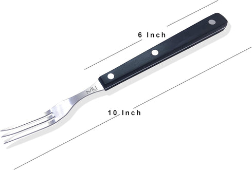 WALLFARM 10" 3-Tine Granny Fork - Pro-Grade Stainless Steel, Heat-Resistant BBQ Meat Fork for Cooking and Serving