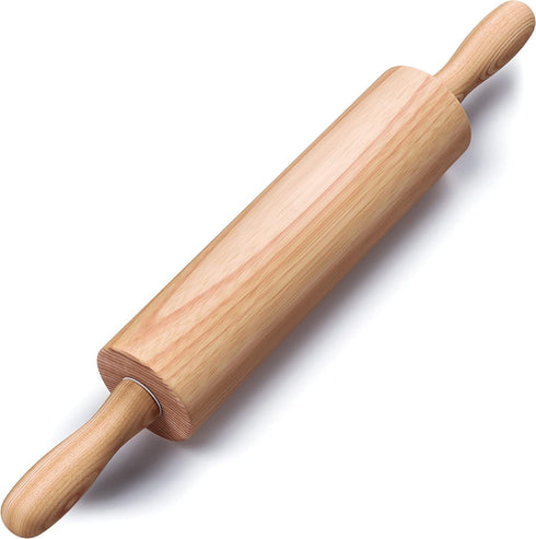 All-Purpose 17.6 Inch Beech Wood Non-Stick Rolling Pin for Baking, Pizza, Pasta, Pie, Cookies, Pastry