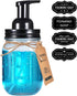 Amolliar Mason Jar Foaming Soap Dispenser - Rustproof Stainless Steel Lid, BPA Free Pump, Rustic Farmhouse Decor