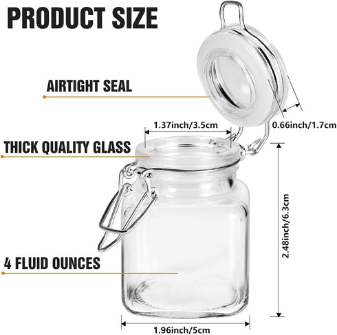 12 Pack 4oz 12 (12 Pack) SPANLA Spice Jars, Small Glass Jars with Airtight Hinged Lid, With Spice Labels & Silicone